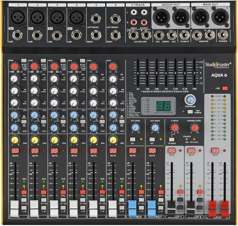 Studiomaster Aqua 6 with stereo graphic Equalizer Digital Sound Mixer