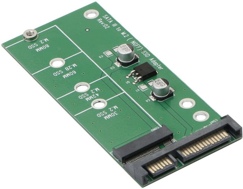 Buyyart New SATA III 3 to M.2 (NGFF) SSD 7+5 pin Connector Converter Adapter Card Motherboard  (Green)
