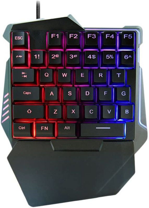 CLUSPEX One-handed Gaming Keyboard 35 Key RGB Backlight Ergonomic Wired USB Gaming Keyboard  (Black)