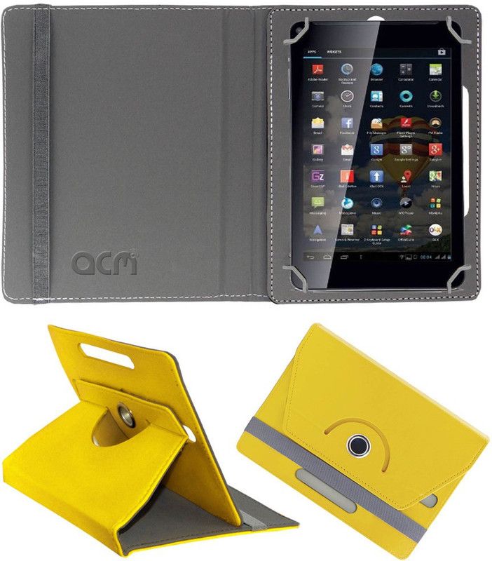 ACM Flip Cover for iBall Slide 3G 7345Q-800  (Yellow, Cases with Holder, Pack of: 1)