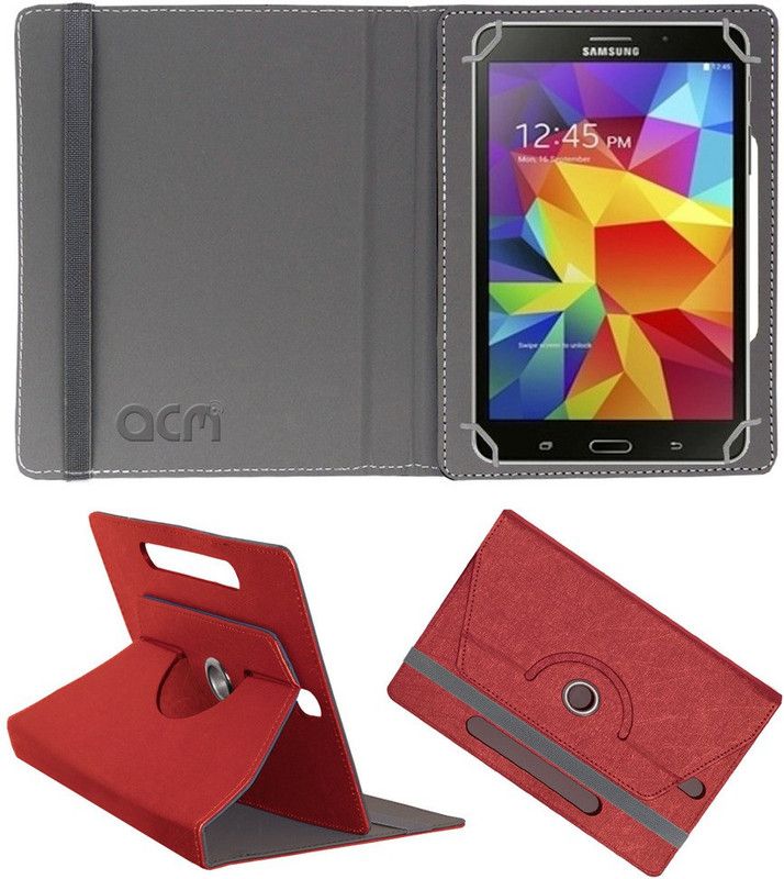 ACM Book Cover for Samsung Sm-T231 Designer Rotating Case  (Red)