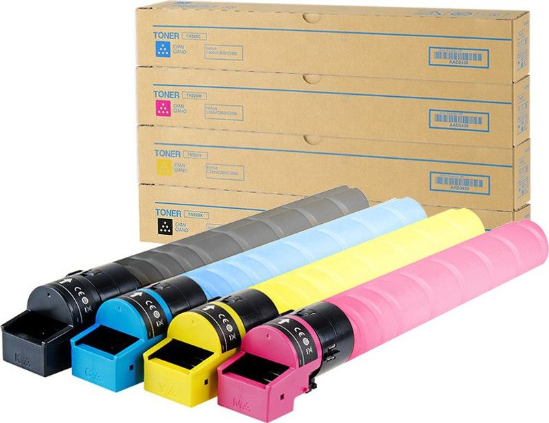 Logic Konica-Minolta TN328 (Black, Cyan, Magenta, Yellow) Compatible Toner Cartridge Black + Tri Color Combo Pack Ink Toner