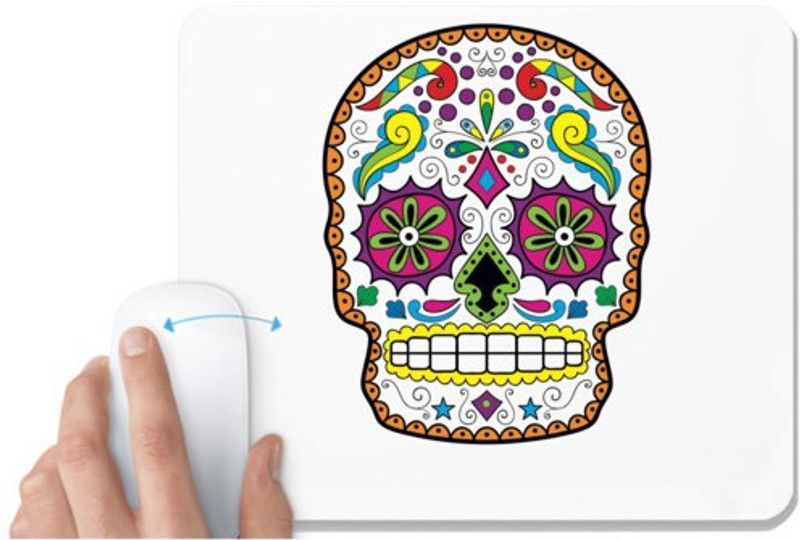 UDNAG White Mousepad 'Illustration | Orange White Pink Sugar Skull' for Computer / PC / Laptop [230 x 200 x 5mm] Mousepad  (White)