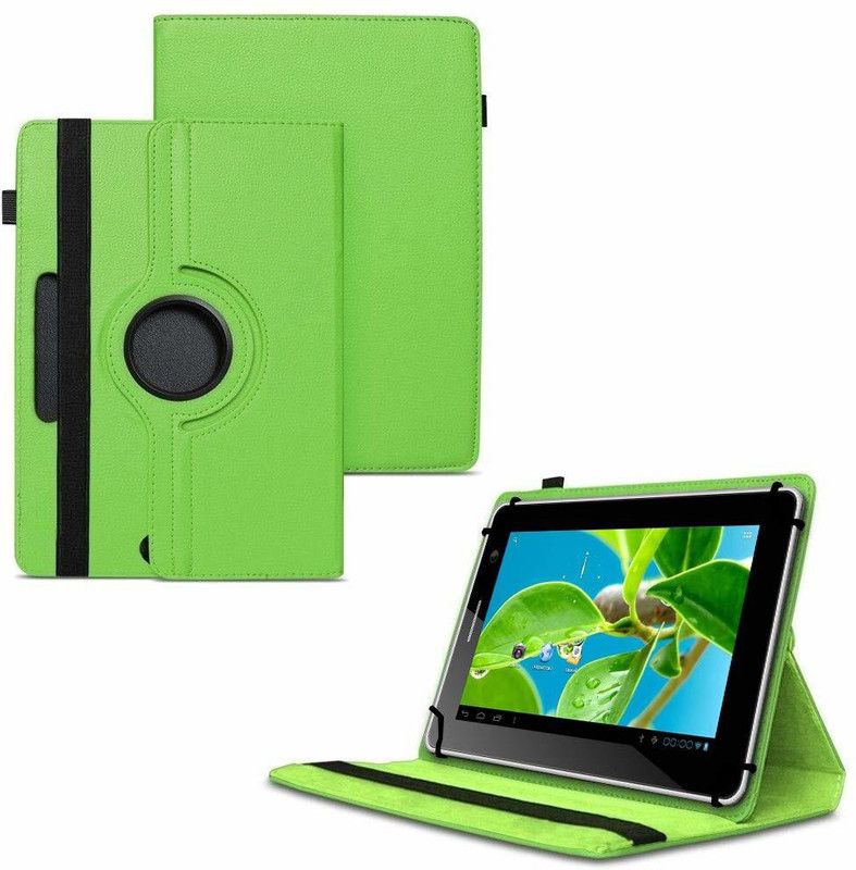 TGK Flip Cover for Datawind 27CZ Tablet 7 inch / 360 Degree Rotating Universal Case With Three Camera Hole  (Green, Cases with Holder)