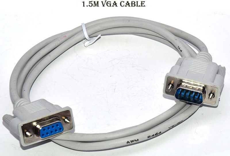 BUFONA VGA Cable 1.5 m High speed Computer VGA Cable, Monitor VGA Cable, VGA Cable, TV-out Cable  (Compatible with COMPUTER, LAPTOP, TV, PROJECTOR, MONITOR, White, One Cable)