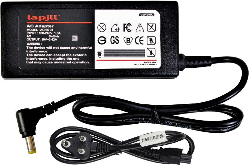 LAPJII Adapter(Charger) for ACER ASPIRE-3750 Series Laptops with Yellow Pin-5.5x1.7(or 5.5x2.1)-19V,3.42A, 65 W Adapter  (Power Cord Included)