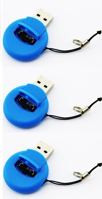 OLECTRA Set of 3 Pro series Folding Round Shaped T-Flash Micro SD USB Card Reader (Multicolor) Card Reader  (Blue, Black)