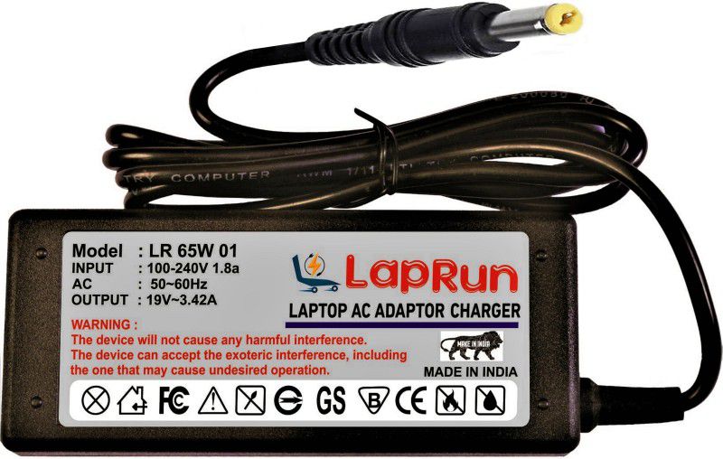 LAPRUN Charger Compatible for ACER ASPIRE 4733Z Laptops of 19v,3.42a,Pin-5.5x1.7, 65 W Adapter  (Power Cord Included)