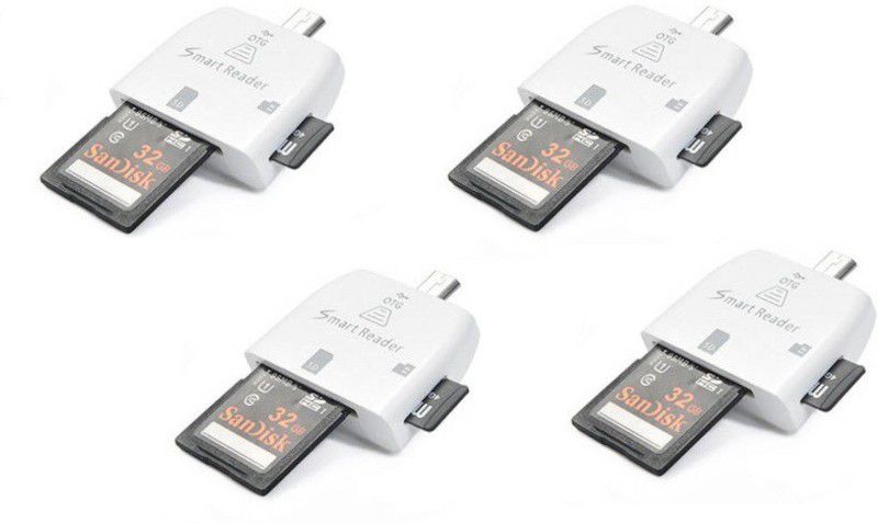 OLECTRA Set of 4 Pro Series MICRO USB TF/SD OTG SMART Card Reader (White) Card Reader  (White)