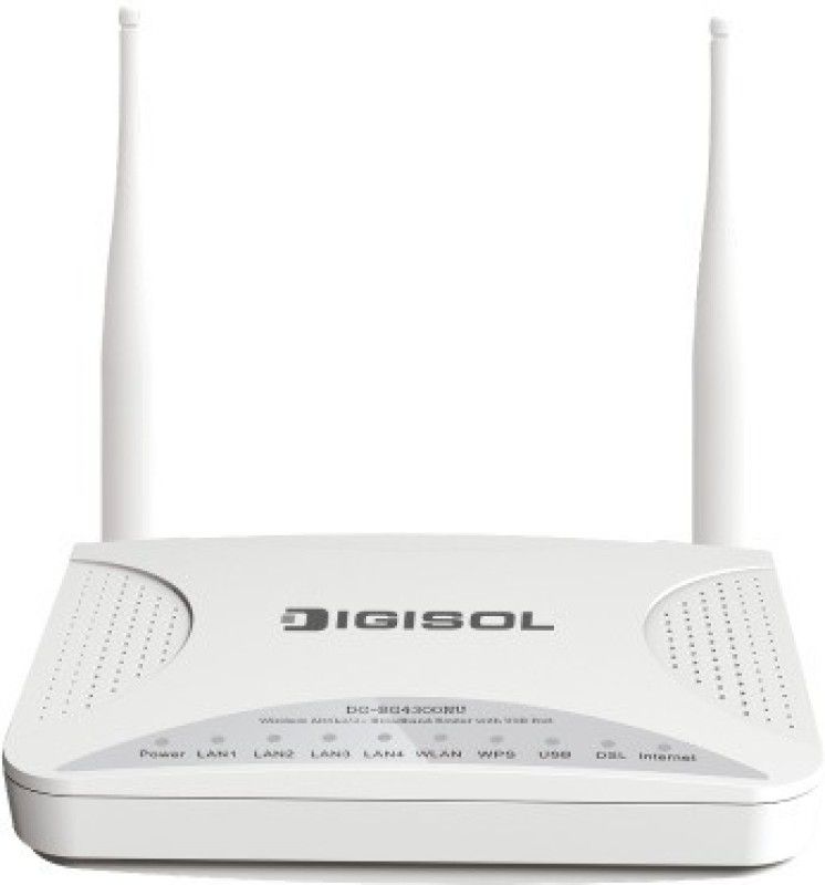 DIGISOL DG-BG4300NU Wireless ADSL 2/2+ Broadband Router
with USB Port 300 Mbps Wireless Router  (White, Single Band)