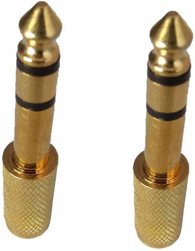 LipiWorld (Pack 2) 6.35MM Male to 3.5MM Female Stereo Audio Headphone Jack Adapter Converter Plug Pin 6.35MM Male to 3.5MM Female  (Gold)