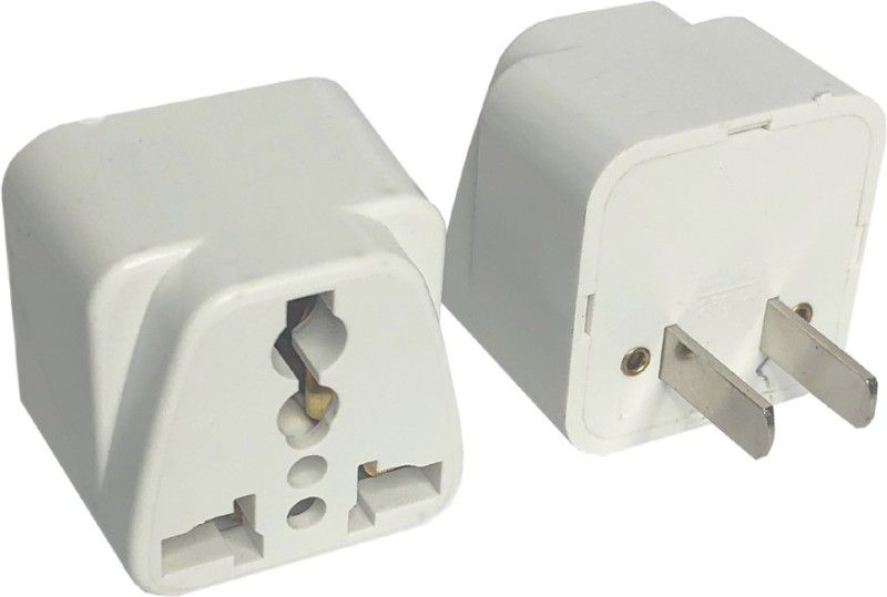 HI-PLASST 2Pcs, 2-Prong Universal Electrical AC Worldwide Adaptor  (White)