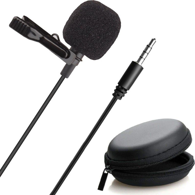 WRADER Professional Grade Phone Collar Mic Youtuber Mic with Pouch for Videos Record Collar Microphone  (Black)