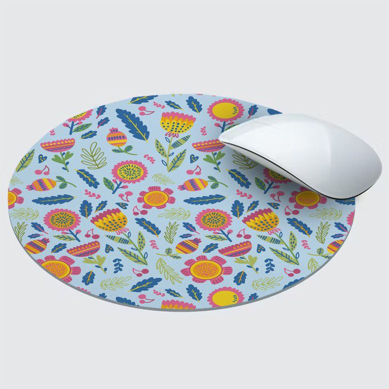 Paper Plane Design Anti Skid Mouse Pad for Desktop and Laptop Computer (Round , Size- 20 cm ) s12 Mousepad  (Multicorored)
