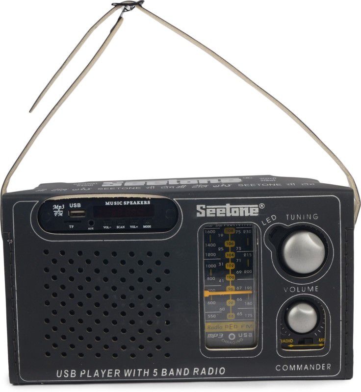 Seetone Rechargeable Modern Multimedia with USB/AUX/Card Reader and Remote FM Radio  (Black)