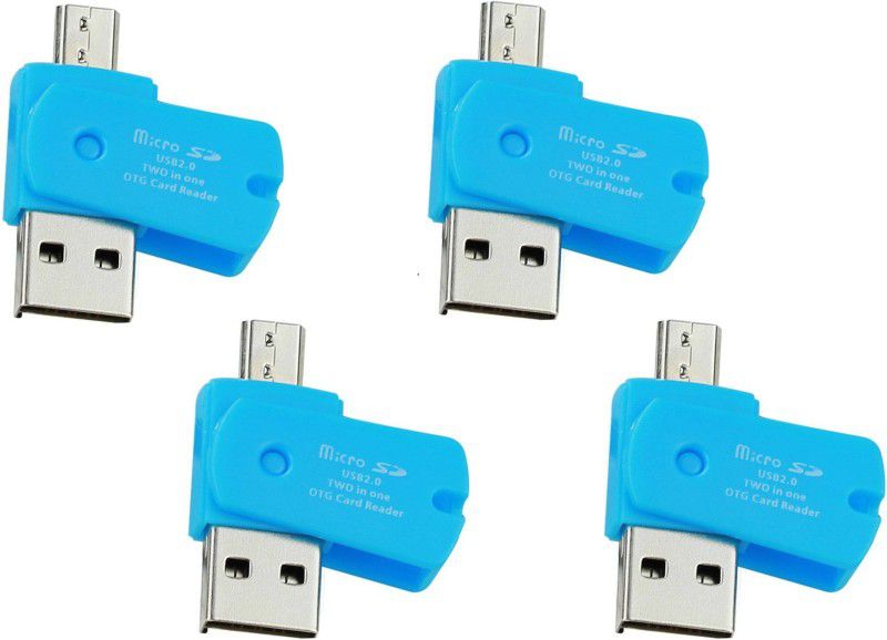 OLECTRA Pack of 4 Pro Series USB 2.0 TWO IN ONE Micro SD OTG ADAPTOR Card Reader Card Reader  (Blue)