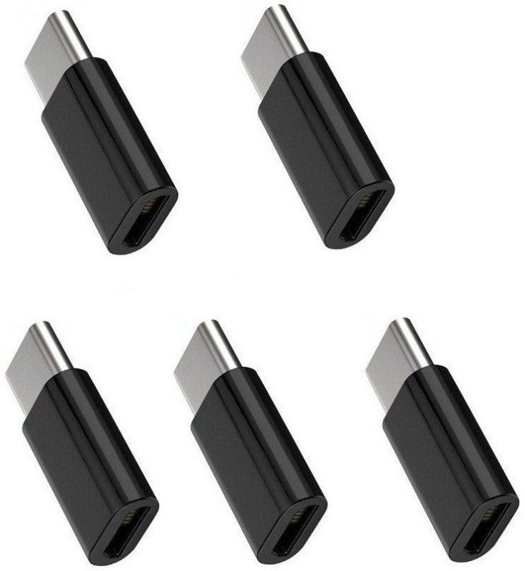 BB4 PACK OF 5 Micro USB to type C CONVERTER CABLE Worldwide Adaptor  (Black)