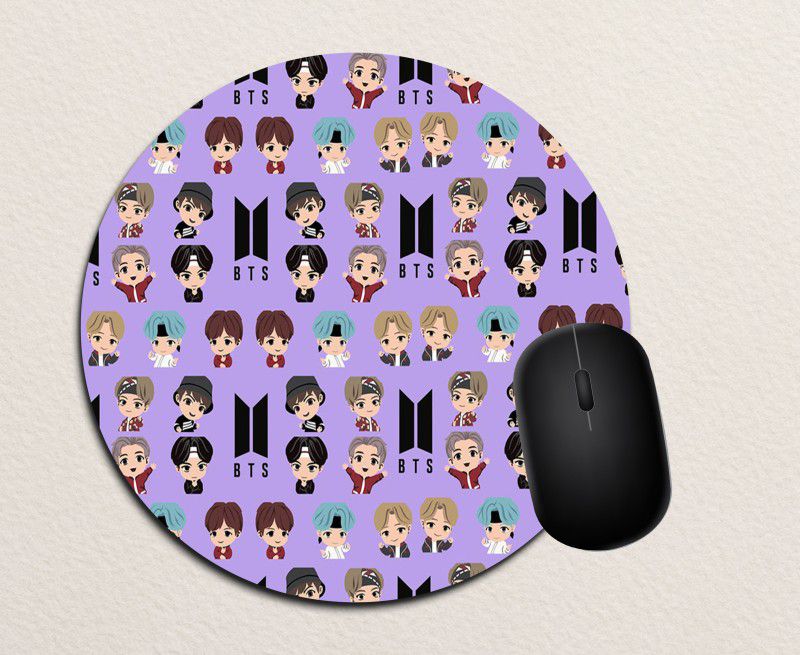 NH10 DESIGNS BTS ARMY BTS LOGO Printed Round Gaming Mousepad For Computer PC- BBJBTSCMP 15 Mousepad  (Multicolor)
