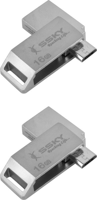 Ssky Combo of Two OTG Dual Drive High Speed 3.0 FD06 16 GB Pen Drive  (Grey)