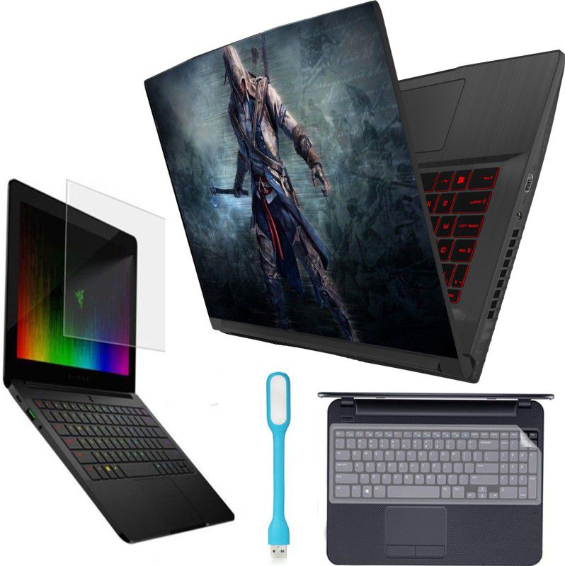 A1 SQUARE 4in1 combo set of grey warrior gaming laptop skin combo set of light screen gurad keyguard for 15,6 inch laptop Combo Set  (Multicolor)