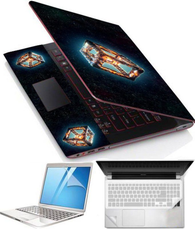 A1 SQUARE MAGIC BOX 330 LAPTOP SKIN FULL PANNEL WITH SCREEN GUARD AND KEYGUARD 15.6 INCH Combo Set  (Multicolor)