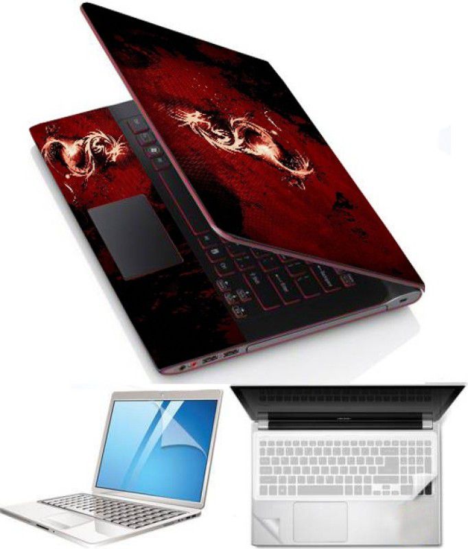 A1 SQUARE RED DRAGON-R-317 LAPTOP SKIN FULL PANNEL WITH SCREEN GUARD AND KEYGUARD 15.6 INCH FULL LAPTOP PROTECTOR Combo Set  (Multicolor)
