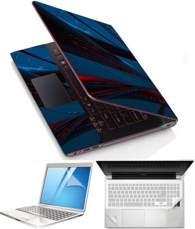 A1 SQUARE ABSTRACT BLUE -316 LAPTOP SKIN FULL PANNEL WITH SCREEN GUARD AND KEYGUARD 15.6 INCH Combo Set  (Multicolor)
