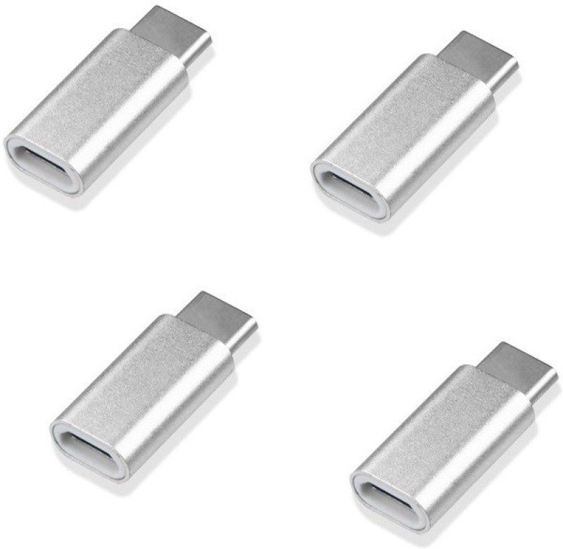 BB4 SET OF 4 MICRO USB TO TYPE C CABLE CONVERTER CHARGING Worldwide Adaptor  (Silver)