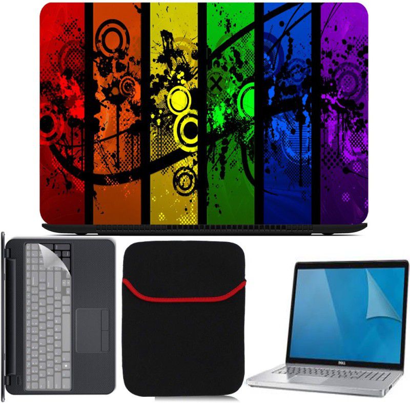 A1 SQUARE DCO COLUR BOUNCE LAPTOP SKIN COMBO OF 4IN1 SET Combo Set  (Multicolor)