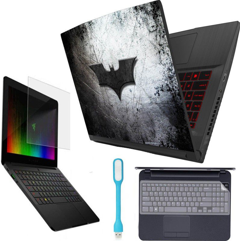 A1 SQUARE 4in1 combo set of batman logo laptop skin combo set of light screen gurad keyguard for 15,6 inch laptop Combo Set  (Multicolor)