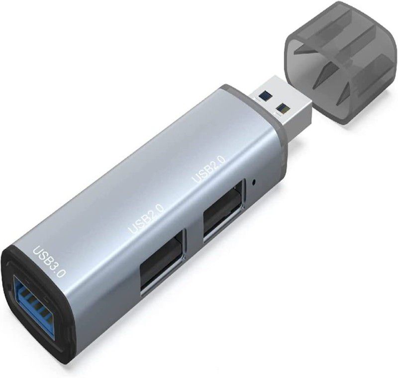 dhruvga USB 3.0 to 2 port USB 2.0 + USB 3.0 Hub , High Speed Data Transfer Compatible with Laptop/Computer(DHV-HUB-0263) USB Hub  (Silver)