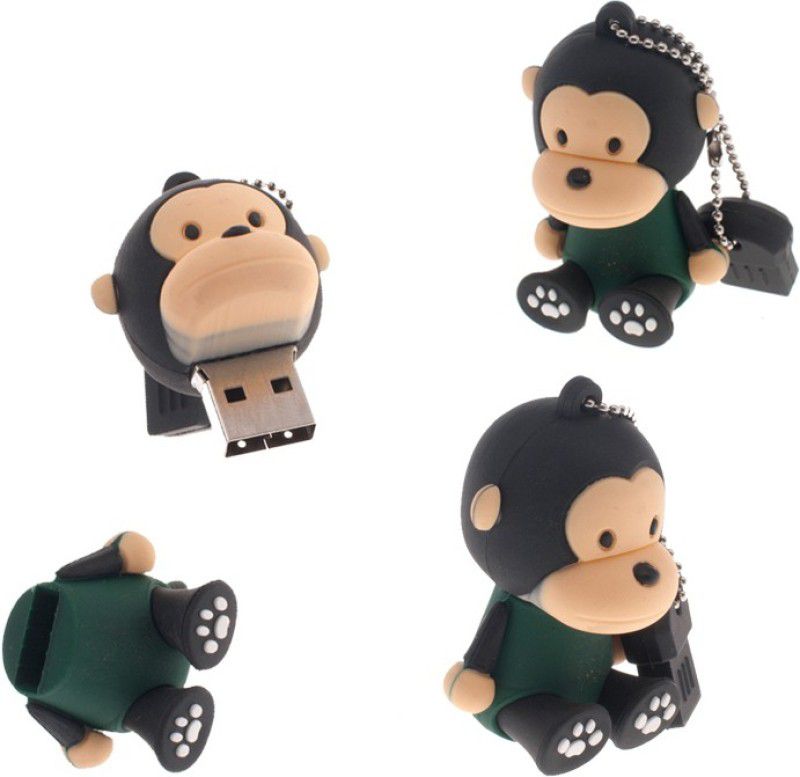 Tobo Novelty Monkey Shape 16GB USB 2.0 Flash Drive Cute Animal Pen Drive Thumb Drive Memory Sticks with Key chain Jump Drive 16 GB Pen Drive  (Green, Brown)