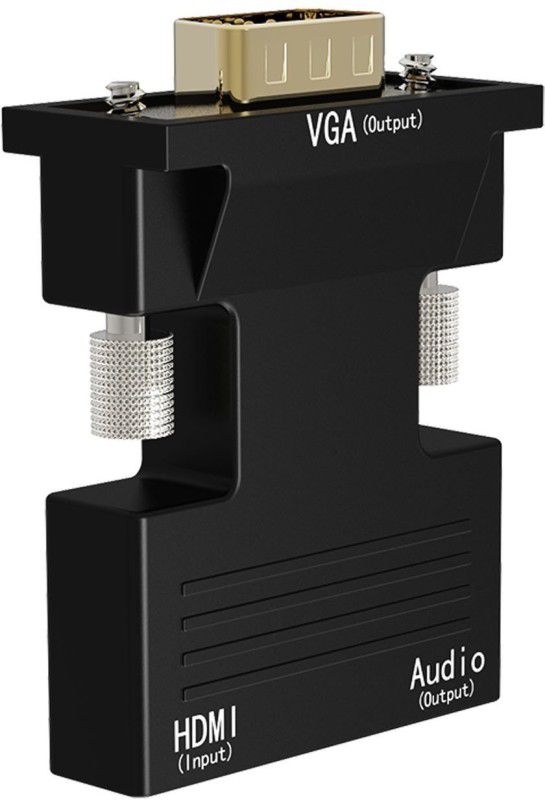 EVERYCOM Everycom HDMI Female to VGA Male Adapter with 3.5mm Audio HDMI Female to VGA Male Adapter with 3.5mm Audio HDMI Connector  (Black)