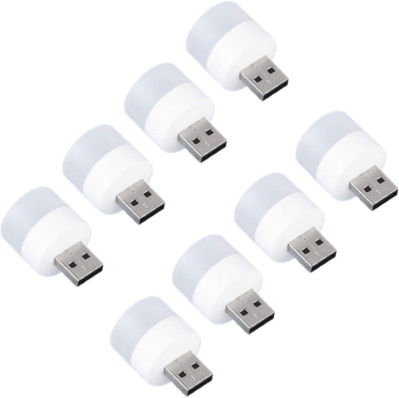 WRADER PACK OF 8 Small USB LED Lights for Dark Room and Night LED Light Bulb Compatible with Laptops, Mobile Chargers, USB Hubs and Other USB Devices USB Led Light  (White)