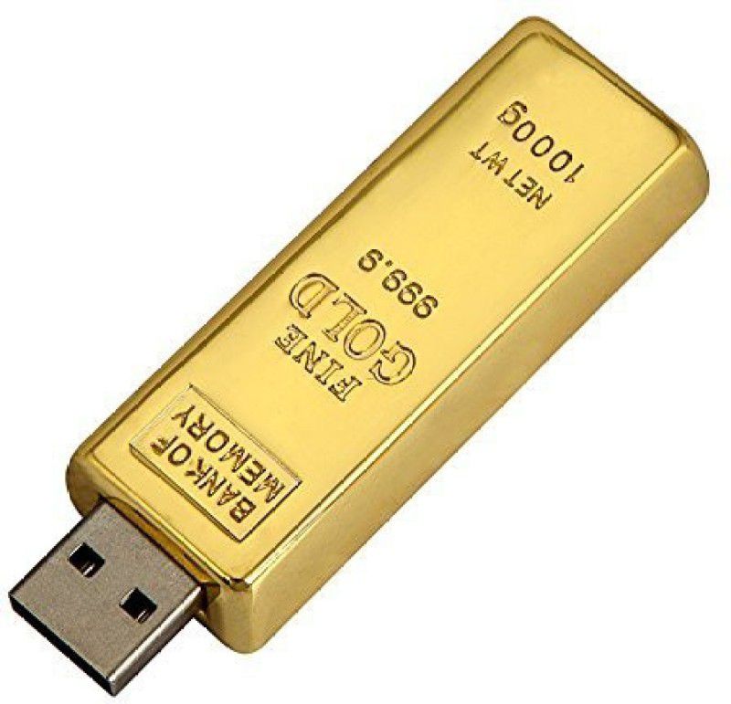 SVJ USB 2.0 Flash Drive Gold Bar-Shaped Thumb Drive Memory Stick 8 GB Pen Drive  (Gold)