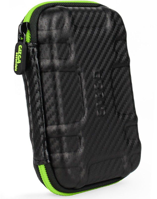 Gizga Essentials Front & Back Case for 2.5 inch Hard Drive Carbon Fibre  (Black, Green, Pack of: 1)