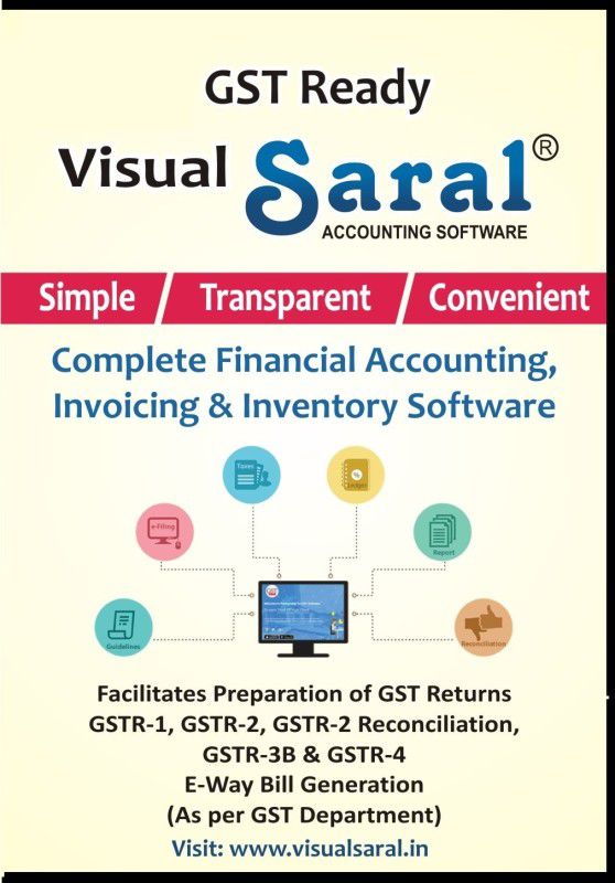 saral accounting software GST Ready Financial Accounting, Invoicing & Inventory Control Software Basic Edition