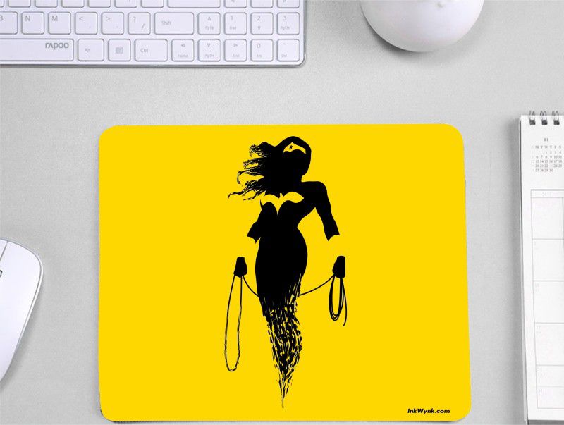 InkWynk Wonder Woman Clipart Rectangular Medium Size Mousepad  (Yellow)