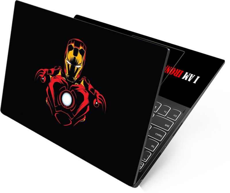 dzazner Premium Vinyl HD Printed Easy to Install Full Panel Laptop Skin/Sticker/Stretchable Vinyl/Cover for all Size Laptops upto 15.6 inch No Residue, Bubble Free - Iron Man Sketch On Black Self Adhesive Vinyl Laptop Decal 15.6