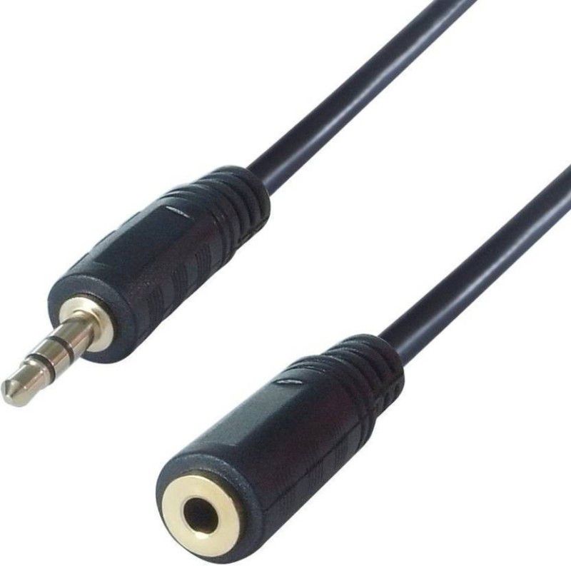 Teratech AUX Cable 1.5 m 1.5 Meter 3.5MM Aux Male To Female AUX Audio Stereo Cable  (Compatible with Home Theater, Black)