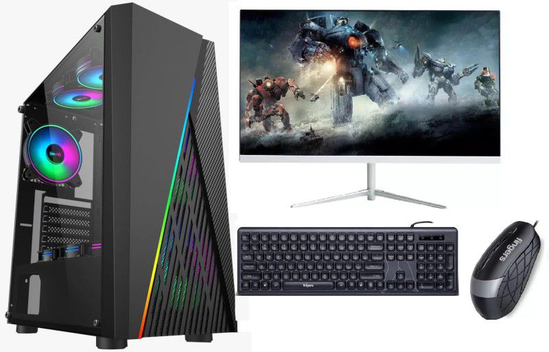 ZOONIS Gaming Pc With 16GB DDR3 Ram/ DDR-5 4GB Graphics Card Core i7 (4th Gen) (16 GB DDR4/512 GB SSD/Windows 10 Pro/4 GB/22 Inch Screen/Alain Free Fire Gaming Pc) with MS Office  (Black)
