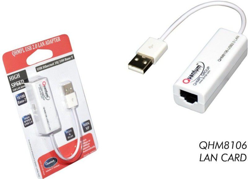 QHMPL QHM8106 USB LAN CARD (SWITCH 10MBPS OR 100MBPS NETWORK AUTOMATICALLY) Lan Adapter  (100 Mbps)