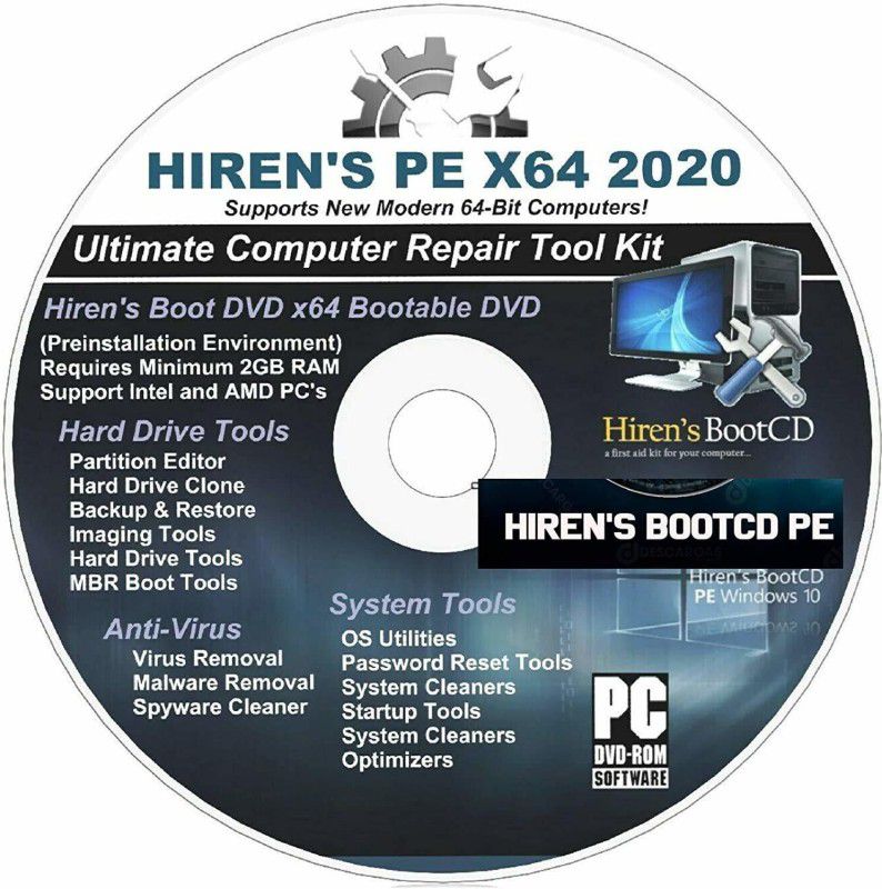 TekyMeky Hirens Boot CD 16.2 Tool to Fix & Repair Most PC Problems / Software Repair  (1, 1 PC)