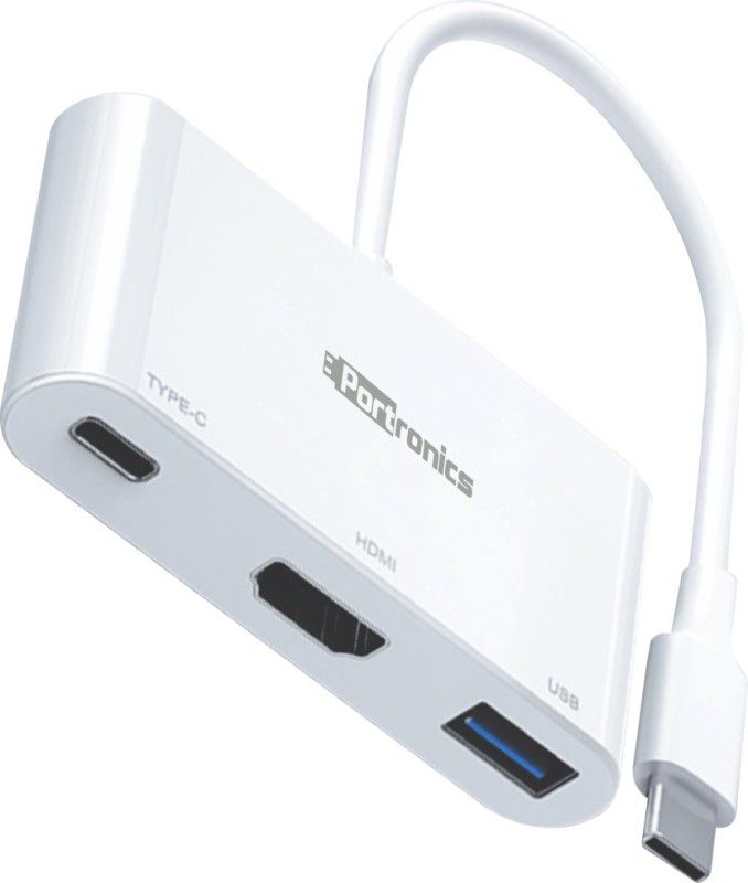Portronics C-Konnect POR-1041 C-Konnect USB-C Multiport Adapter HDMI Connector  (White)