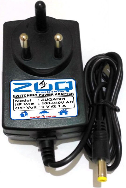 ZUQ 9V 1Amp Power Adaptor Worldwide Adaptor (Black) Worldwide Adaptor  (Black)