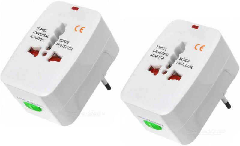 UraXx Set of 2 Universal World Wide Travel Charger Adapter Plug Worldwide Adaptor  (White)