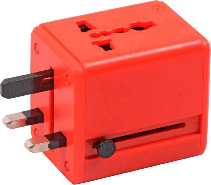 JMALL Universal Travel Adapter Plug with USB Charger - AD08 Worldwide Adaptor  (Red)