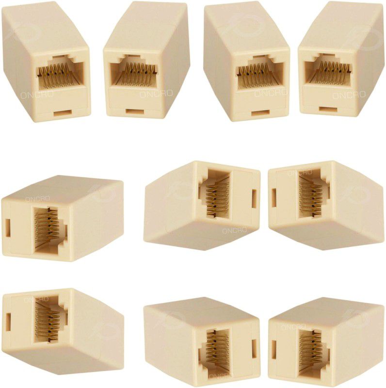 ONCRO Pack of 10 ethernet connectors, rj 45 jointer, rj45 connector female to female, rj45 adapter, lan cable jointer, RJ45 Coupler Plug Network Ethernet LAN 8p8c Cat7 Cat6 Cat5e Cable Joiner Lan Adapter  (1000 Mbps)