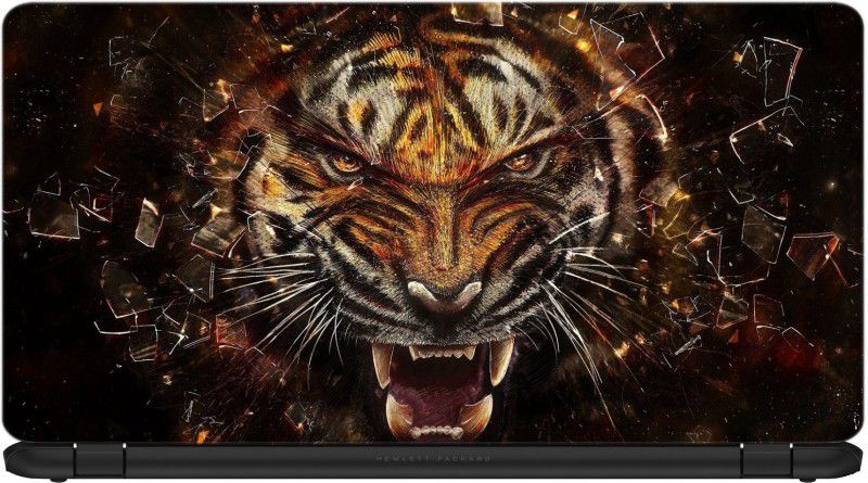 STORESOME tiger glass shards aggression teeth Premium vinyl Laptop Decal 15.6