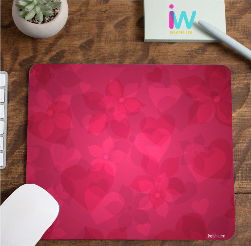 InkWynk Romantic Textured Laptop Computer Printed Gaming Mousepad  (Red)